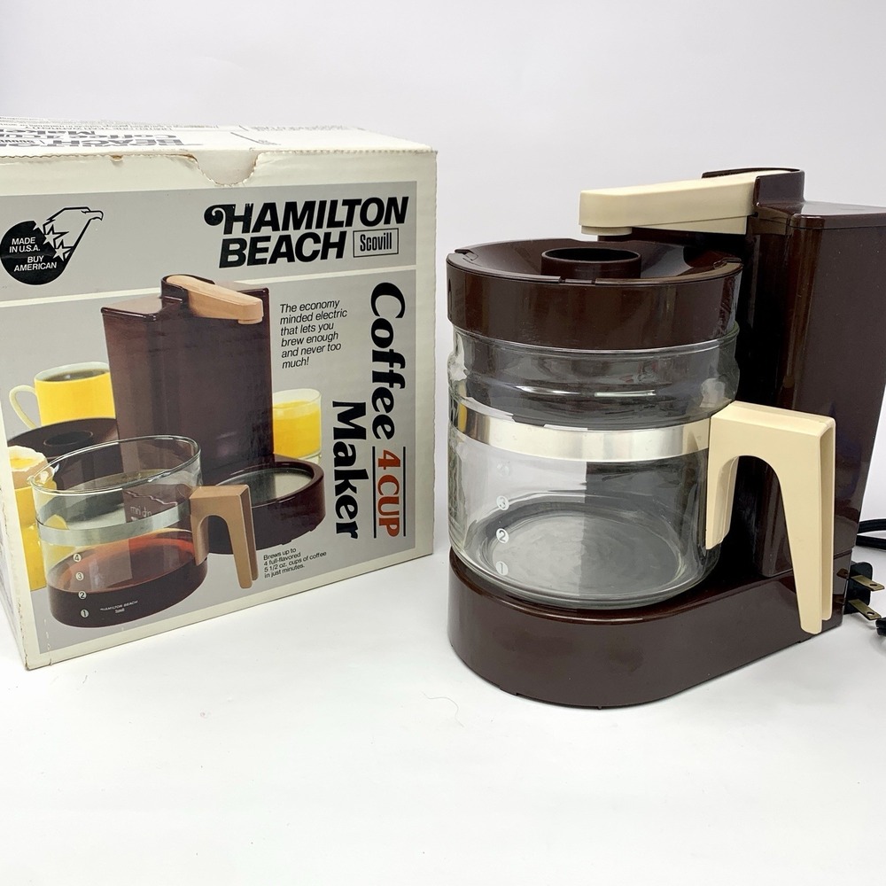 Vintage HAMILTON BEACH Mini Drip Coffee Maker 4 Cup #784 Brown TESTED Scoville